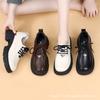 Sapatos Mocassins Vintage Estilo Britânico Feminino 2025 Primavera e Outono Novos Sola Grossa Salto Alto Pequenos Sapatos de Couro Pequenos com Cadarço Moda Masculina