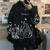 Otoño e Invierno Estilo Harajuku Bf Hip-Hop Callejero Estampado de Llama Retro Sudadera Holgada con Capucha Ropa de Pareja Forrada de Polar Moderna