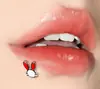 Uña de labio con diente interno de acero inoxidable de conejo, gota de aceite para uñas, caricatura simple, uña de cartílago del oído 1.2 nueva joyería de perforación corporal humana al por mayor