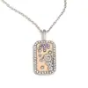 Colgante de Nicho Estilo Europeo y Americano Acero Inoxidable Chapado en Oro de 18K Aceite Goteando Lleno de Diamantes Doce Constelaciones Collar Cuadrado Colorido para Mujer