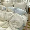 Lindo Perrito Rosa Cepillado Juego de Funda de Edredón de Cuatro Piezas Ropa de Cama Sábanas Suministros Estudiante 1.5 Dormitorio Juego de Cama de Tres Piezas