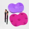 Almohadilla Limpiadora Pequeña con Forma de Manzana para Brochas de Maquillaje con Base de Succión, Herramienta Portátil para Limpiar Brochas de Maquillaje