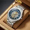 Kasrluo Nuevo Reloj de Cuarzo Luminoso para Hombre, Moda de Negocios, Mecánico de Imitación, Esqueleto, Resistente al Agua, Artículo de Venta Caliente Transfronteriza