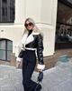 AliExpress Comercio Exterior Europeo y Americano Nuevo Otoño e Invierno 2023 Negro Piel Blanco Piel Sintética Corto Calle Chica Popular Abrigo de Motocicleta