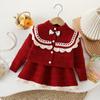Suéter y falda para niños de dos piezas, novedad de 2024, para mujer, otoño e invierno, tejido pequeño, estilo coreano de moda extranjera.
