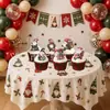 Navidad Retro Cumpleaños Bandera de Tirar Elementos de Papá Noel Letras Pancarta de Fiesta Topper para Pastel Adornos Decoración