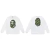 Sudadera con cuello redondo y estampado de cabeza de mono BAPE, marca japonesa de moda para hombres y mujeres, suéter holgado y versátil para parejas en otoño e invierno