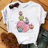 Camiseta Estampada de Búho de Dibujos Animados Maycar para Mujer Camisa con Estampado Kawaii Manga Corta Casual Camiseta Negra para Mujer Cuello Redondo