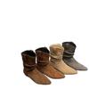Botas Curtas Estilo Coreano Outono e Inverno Série de Cores Aumenta Altura 2025 Nova Bico Quadrado Fino Bico Apontado Botas Nude Botas Curtas Slim Fashion