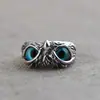 Anillo Vintage Ojo de Diablo Búho Chapado en Plata Creativo Exagerado Animal Abierto Ajustable Anillo Transfronterizo Deseo