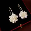 Pendientes de Flor de Diamante y Perla para Mujer Pendientes de Gancho para Oreja Clúster Retro Francés Joyería de Oreja Versátil de Lujo Accesible a la Moda