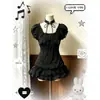 En stock: Conjunto de dos piezas de top estilo oscuro vintage japonés Black Angel + minifalda, nuevo estilo de verano para chicas dulces y menudas