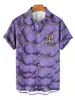 Camisa Criativa Elemento Cruzado Nova 2025 Estampa Digital 3D Camisa Tendência Solta de Manga Curta Top Masculino