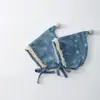 Chapéu de bebê coreano Yipan estilo novo ins retrô jeans bebê pompom elfo de bebê chapéu de tricô