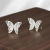 Aretes de mariposa huecos de doble capa para mujer, estilo japonés y coreano, pequeños, frescos y dulces, de tornillo, diseño simple de nicho, venta al por mayor
