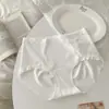 Pantaletas de seda de hielo sin costuras para mujer, algodón puro antibacteriano 10A, entrepierna extendida, encaje puro y sexy en empalme, panties triangulares lechosos y suaves