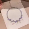 Galáxia Névoa Roxa~Pulseira com Pingente de Flor de Zircônia Gota d'Água Estilo Minimalista Coreano Ins Pulseira Joia de Luxo Leve de Alta Qualidade
