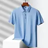 Camisa Polo popular sem costura de seda gelada de alta elasticidade estilo japonês e coreano para homens, camiseta de manga curta de nylon-spandex de secagem rápida para negócios de verão fabricante