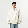 Sudadera con Cuello Polo Estilo Old Money para Hombre, Camiseta de Manga Larga Estilo Americano Otoñal de Corte Limpio, Top Casual Holgado