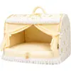 26 Nido de Gato Semicerrado Otoño e Invierno Estilo Princesa Cortina de Puerta Cajón Nido Cama para Perro Mascota Cama para Perro Otoño e Invierno Extraíble y Lavable