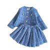 Conjunto de Vestido Estilo Chanel para Menina Primavera e Outono Novo Estilo Jaqueta Moda Saia Conjunto de Duas Peças