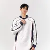Sudadera tipo polo de moda estilo americano con bloques de color para hombre, Top casual de manga larga con retazos de nicho High-Street para otoño, Jersey casual para pareja
