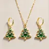 Cao Shi Temu Conjunto de Joias de Natal Novo Estilo Luzes Coloridas Brincos de Árvore de Natal Microincrustados Corrente O Brilho Doce Creme