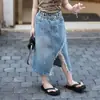 Traje de Verano para Niñas 2025 Verano Estilo Occidental Infantil Nuevo Chaleco sin Mangas Falda de Mezclilla a la Moda Conjunto de Dos Piezas de Verano