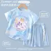Lindo Conjunto Deportivo de Verano para Niñas con Diseño de Diosa Lunar y Eclipse Lunar, Camiseta de Manga Corta de Seda Helada de Secado Rápido, Pantalones Cortos Infantiles, Moderno 7
