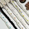 Renda de Pérolas Bordada Feita à Mão em Estoque, Renda Bordada Colorida Transparente, Acessórios DIY para Golas de Roupa