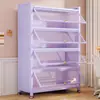 Estantería de Acero Morado con Puertas de Cristal, Librero de Pie, Vitrina a Prueba de Polvo para Coleccionables, Armario de Almacenamiento de Hierro