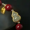 Pulsera de Calabaza de Jade Arena Dorada Púrpura Cinabrio Pulsera del Año del Zodiaco Pulsera para Hombres y Mujeres Regalo de Pareja del Año del Zodiaco Bajo Contenido