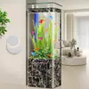 Nuevo Modelo Pecera de una Pieza Recta-Curva con Filtro Inferior para Sala de Estar, Acuario Vertical de Vidrio Integrado Pequeño para el Hogar