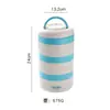 Bolsa Redonda de Acero Inoxidable 304 Transfronteriza para Almuerzo de Estudiante y Trabajador de Oficina, con Almuerzo, Caja de Almuerzo Aislada Multicapa