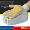 Luvas de Proteção do Trabalho Feitas de Fio de Algodão Espesso e Fio de Nylon, Duráveis, Antiderrapantes, Resistentes ao Desgaste e Não Danificam Facilmente, Adequadas para Homens e Mulheres, Luvas de Trabalho Brancas