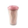 Bonita taza de plástico para niña, de alto valor de color, con boca de paja, portátil, apartada del camino, con revestimiento de diamante de doble capa, taza para té con leche
