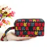 Porta-moedas Feminino Longo Tecido Clutch Três Camadas Zíper Carteira Feminina Grande Capacidade Bolsa para Celular