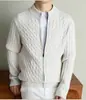 Cárdigan de punto con cremallera y cuello medio alto de peso pesado 570g, chaqueta suéter gruesa de moda y tendencia, cálido y adecuado para revender
