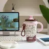 Taza aislada de doble pared con estampado de leopardo, gran capacidad, taza de café de acero inoxidable 316, diseño elegante, taza de viaje portátil para mujer