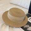 Chapéu de Palha de Topo Plano para Mulheres, Estilo Fresco de Verão, Chapéu de Sol para Praia, Chapéu de Proteção Solar para Viagens à Praia e Férias