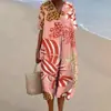2024 Nova Roupa Europeia e Americana Exportação Transfronteiriça Amazon Novos Produtos Femininos Vestido Longo Estampado Solto Confortável