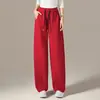 Pantalones deportivos casuales grises de cintura alta, sueltos, rectos, para mujer, nuevos de primavera y otoño 2026, pantalones de pierna estrecha y ancha