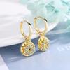Pendientes con hebilla de oreja de circonio y diamante, estilo simple, estilo sol y doble ojo, elegantes, estilo europeo y americano, joyería para mujer.