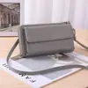 Bolso de Hombro para Mujer de Color Sólido en PU Bolso de Hombro Multitarjetas Bolso para Teléfono Móvil con Pantalla Táctil Bolso Multifuncional para Teléfono Móvil