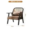 Sofá de Mimbre para Descanso Estilo Wabi-Sabi, Sillón Sofá de Madera Maciza para Sala de Estar Balcón, Sillón de Mimbre Perezoso Nórdico, Hecho a Medida
