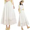 Falda blanca de encaje empalmado estilo línea A hecha a medida para mujer, nuevo estilo de verano, cintura alta, adelgazante, falda larga de capas
