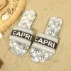 Pantuflas de Tela Tejida de Comercio Exterior para Mujer para Usar Afuera Verano 2025 Chanclas Planas de Playa para Mujer para Usar Afuera
