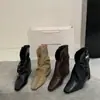 Botas de vaquero occidentales retro de punta cuadrada, botines para mujer, colección otoño/invierno 2026, con hebilla de cinturón, diseño único, tacón oculto, botas elegantes para un look moderno