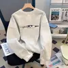 Moletom Cinza Cartoon Gola Redonda Feminino Outono 2026 Novo Solto Tamanho Grande Pequeno Top Feminino