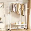 Perchero de doble capa personalizado de la fábrica original, adecuado para apartamentos de alquiler, uso doméstico, dormitorio, perchero independiente con almacenamiento y función de secado de ropa, personalizable